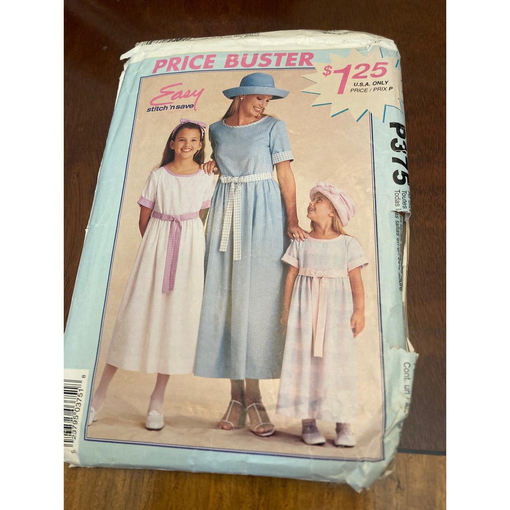 McCall's P375 Stitch n Save Sewing Pattern Misses Children Girls Dress 1998 USA